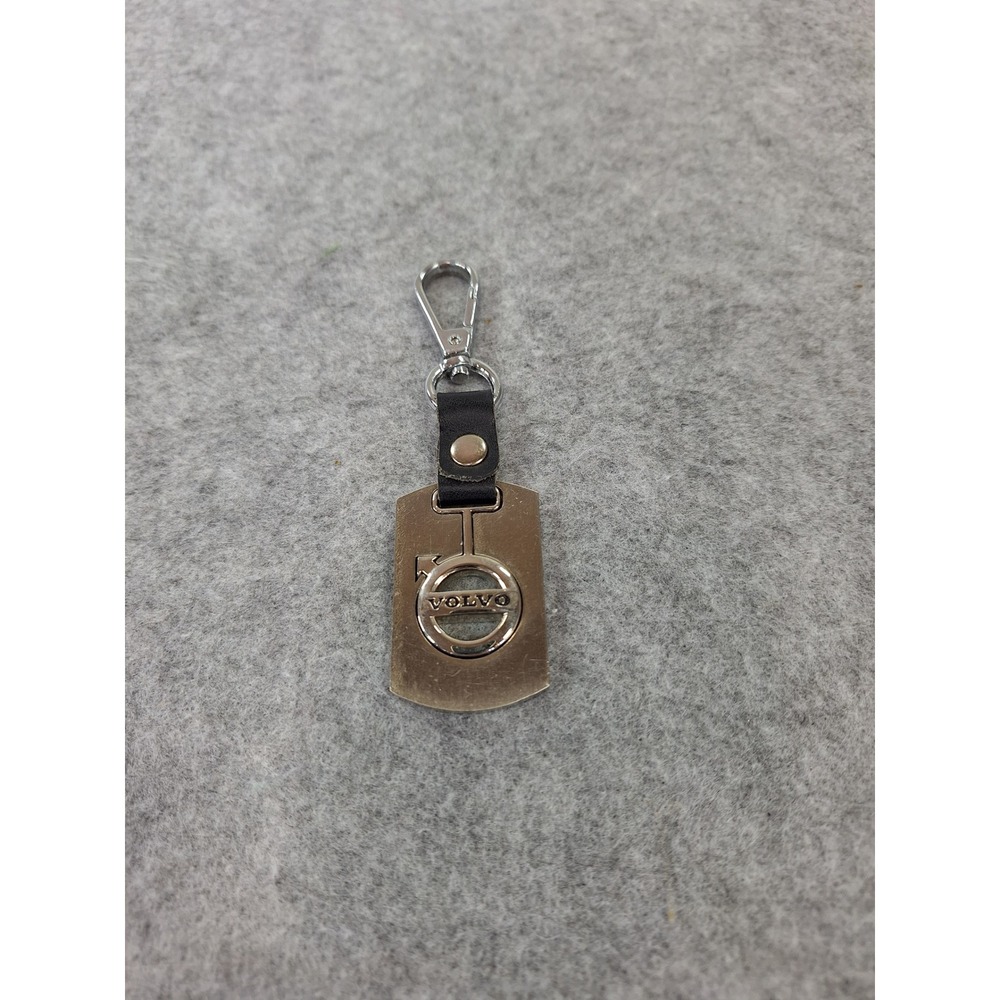 Volvo Logo Keychain Brushed Metal Leather Strap
